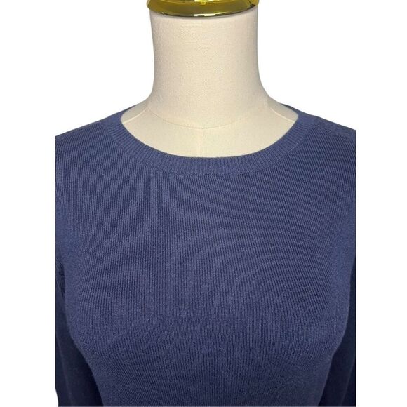 Halogen Women’s XS Sweater Navy Blue Knit Crewneck Bell Sleeves - Picture 2 of 7